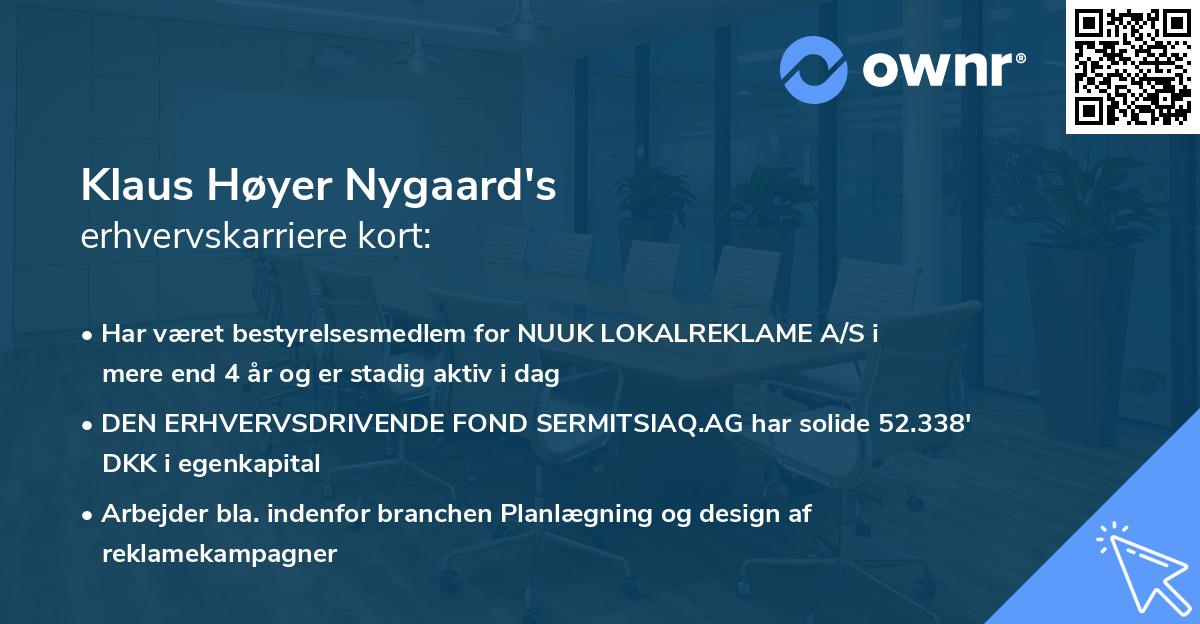 Klaus Høyer Nygaard's erhvervskarriere kort