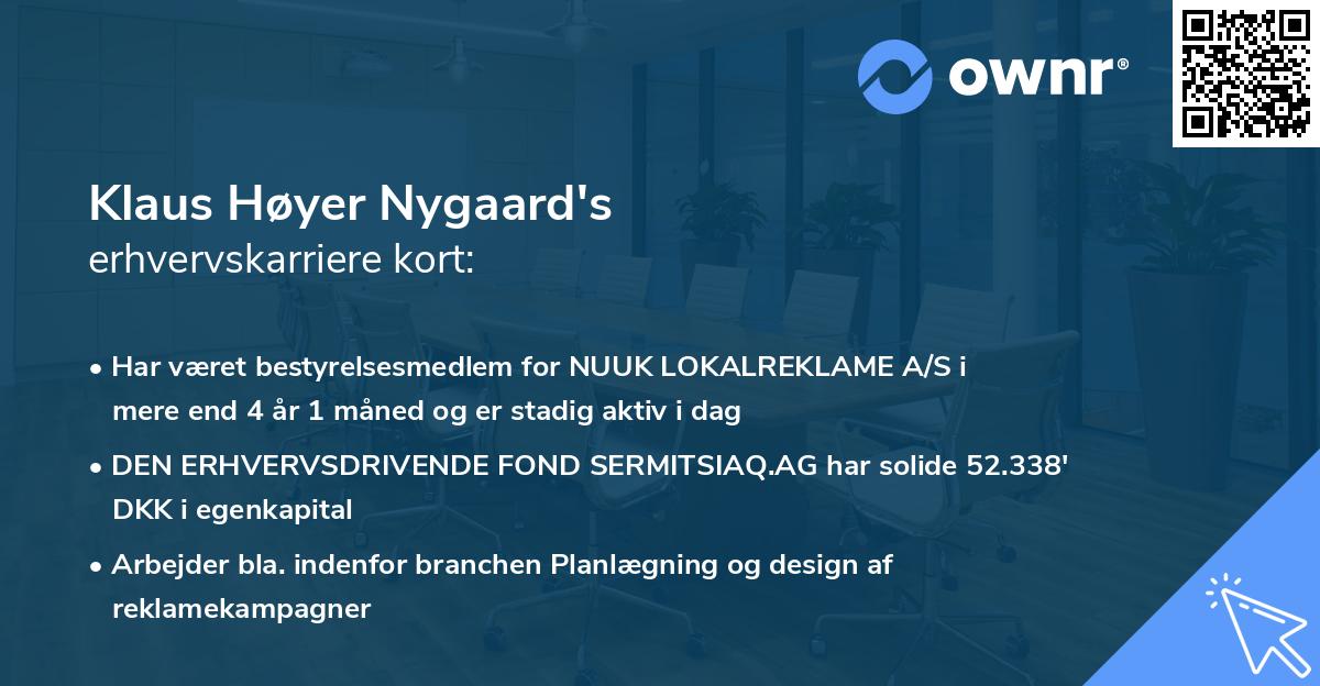 Klaus Høyer Nygaard's erhvervskarriere kort