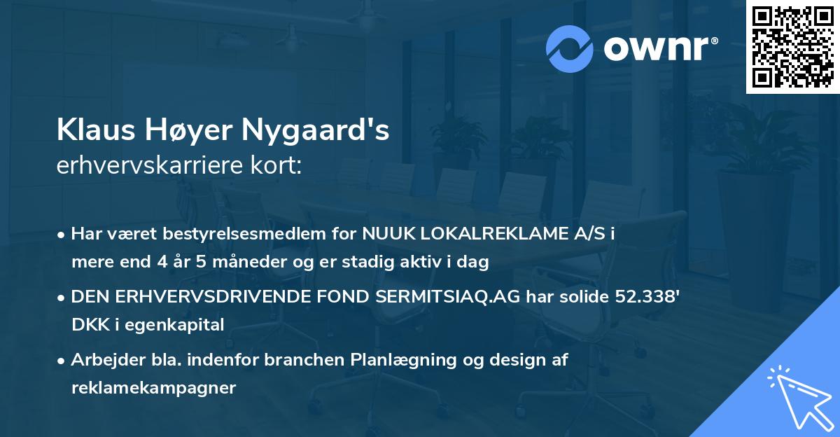 Klaus Høyer Nygaard's erhvervskarriere kort
