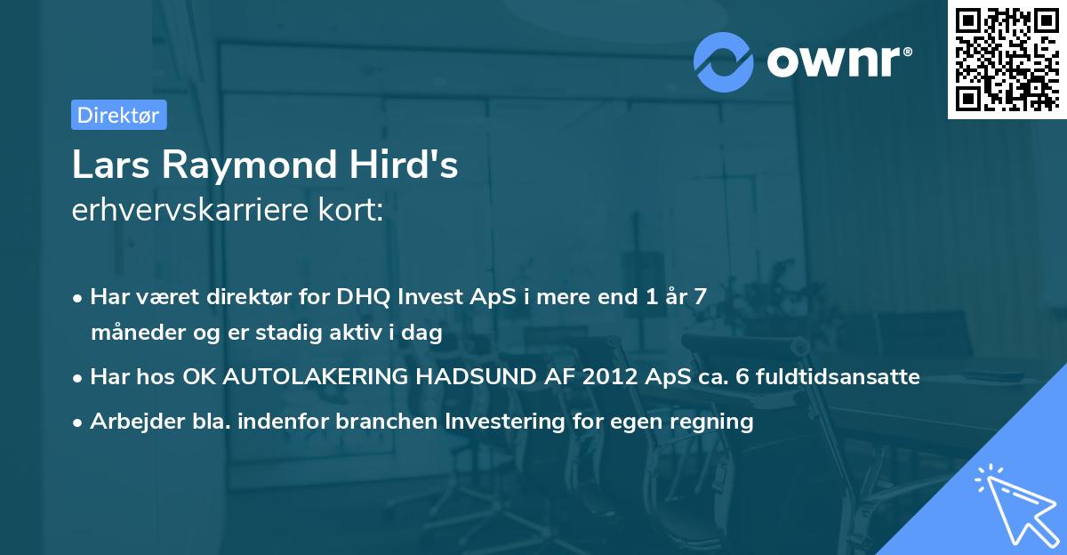 Lars Raymond Hird's erhvervskarriere kort