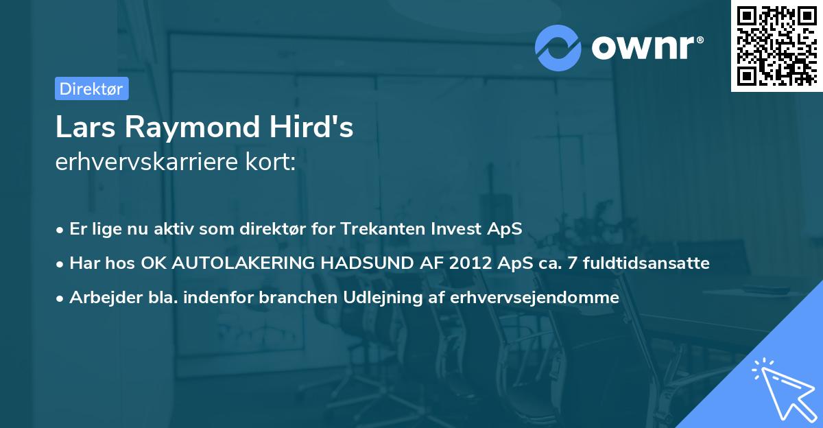 Lars Raymond Hird's erhvervskarriere kort