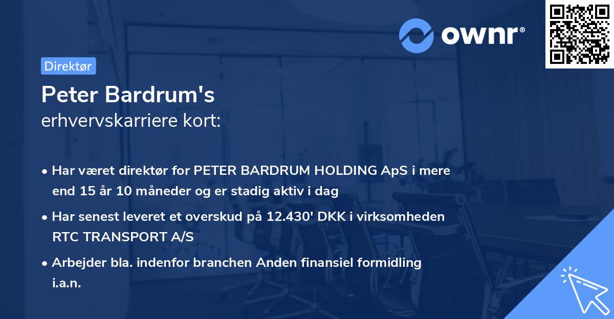 Peter Bardrum's erhvervskarriere kort