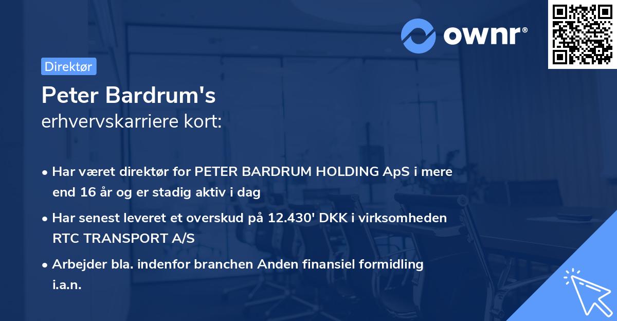 Peter Bardrum's erhvervskarriere kort