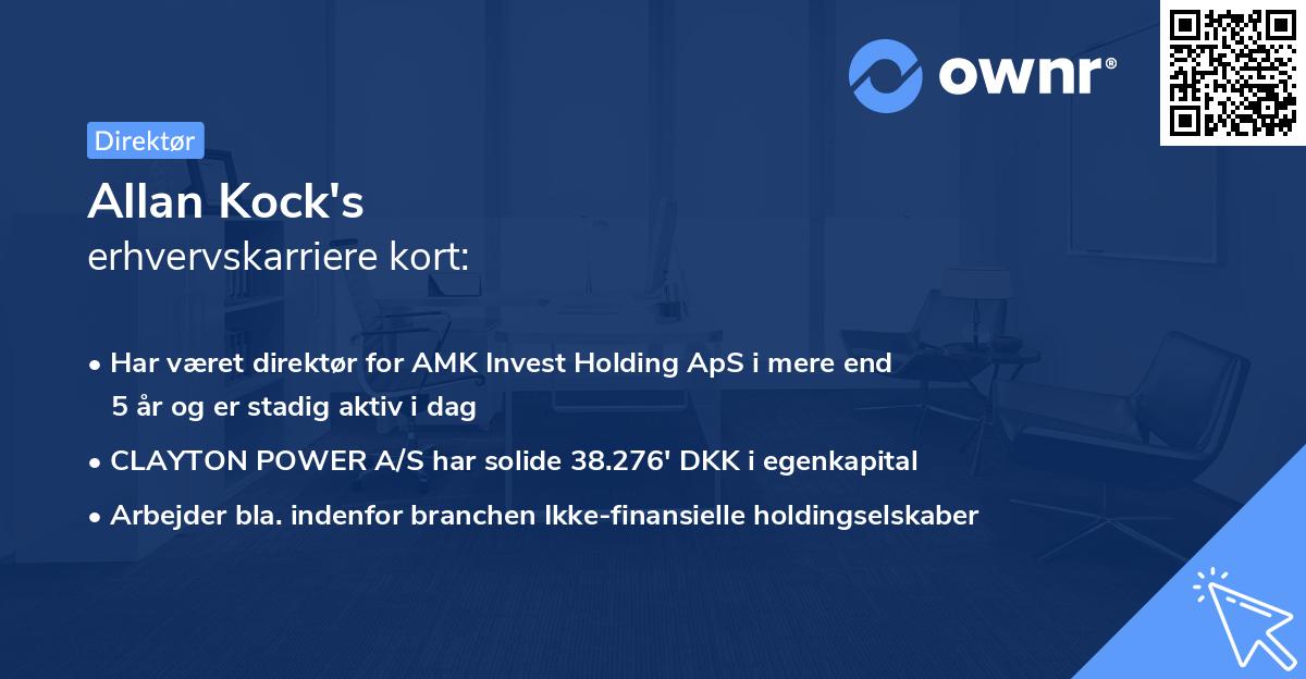 Allan Kock's erhvervskarriere kort