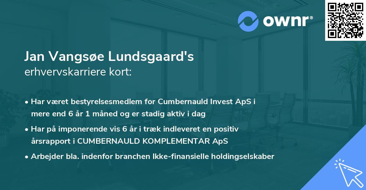 Jan Vangsøe Lundsgaard's erhvervskarriere kort