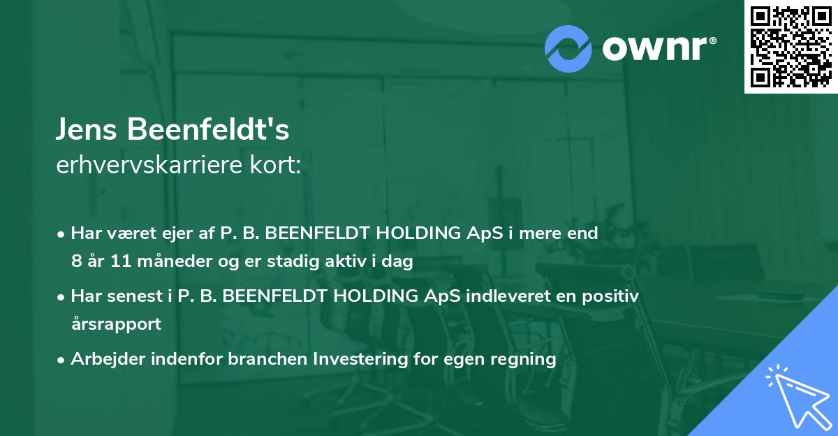 Jens Beenfeldt's erhvervskarriere kort