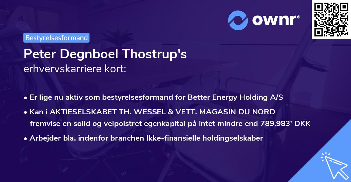 Peter Degnboel Thostrup's erhvervskarriere kort