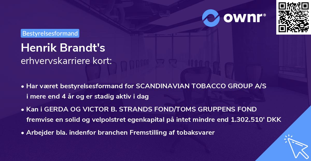 Henrik Brandt's erhvervskarriere kort