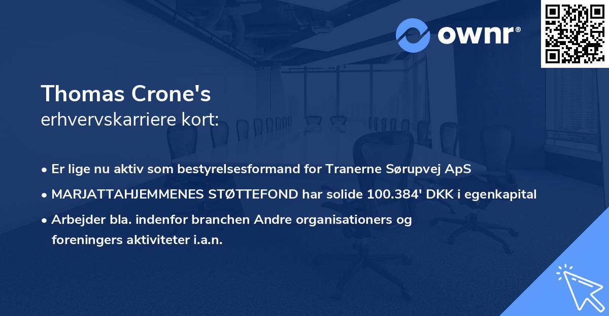 Thomas Crone's erhvervskarriere kort