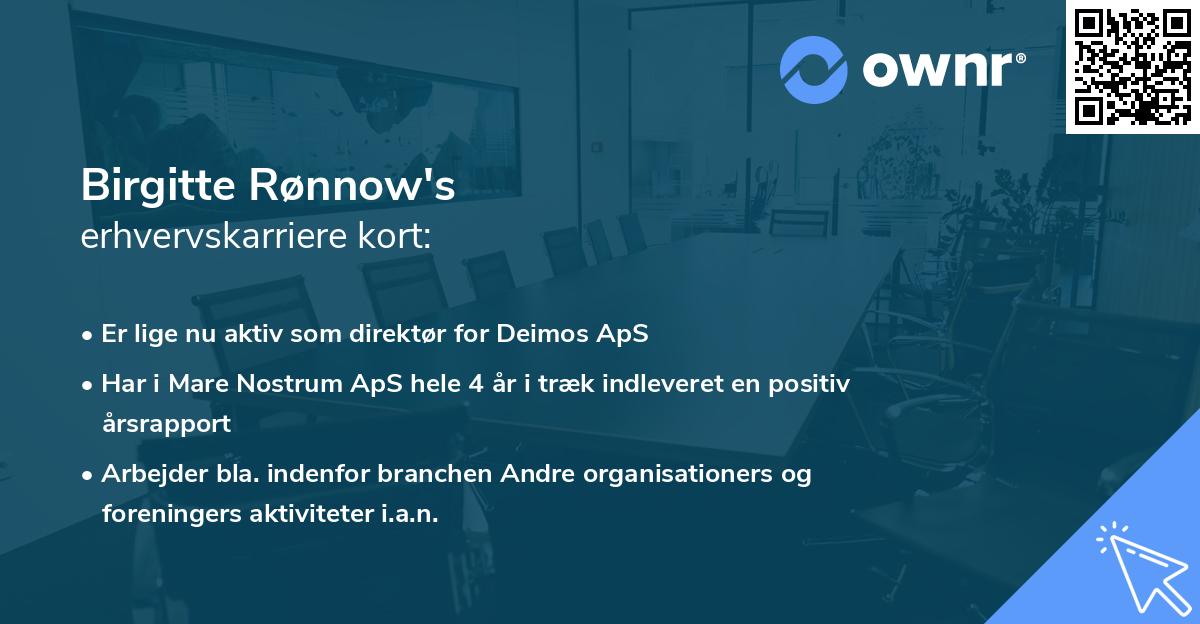 Birgitte Rønnow's erhvervskarriere kort