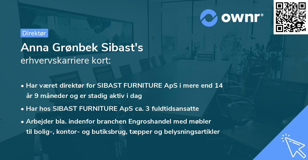 Anna Grønbek Sibast's erhvervskarriere kort