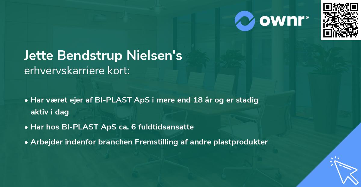 Jette Bendstrup Nielsen's erhvervskarriere kort
