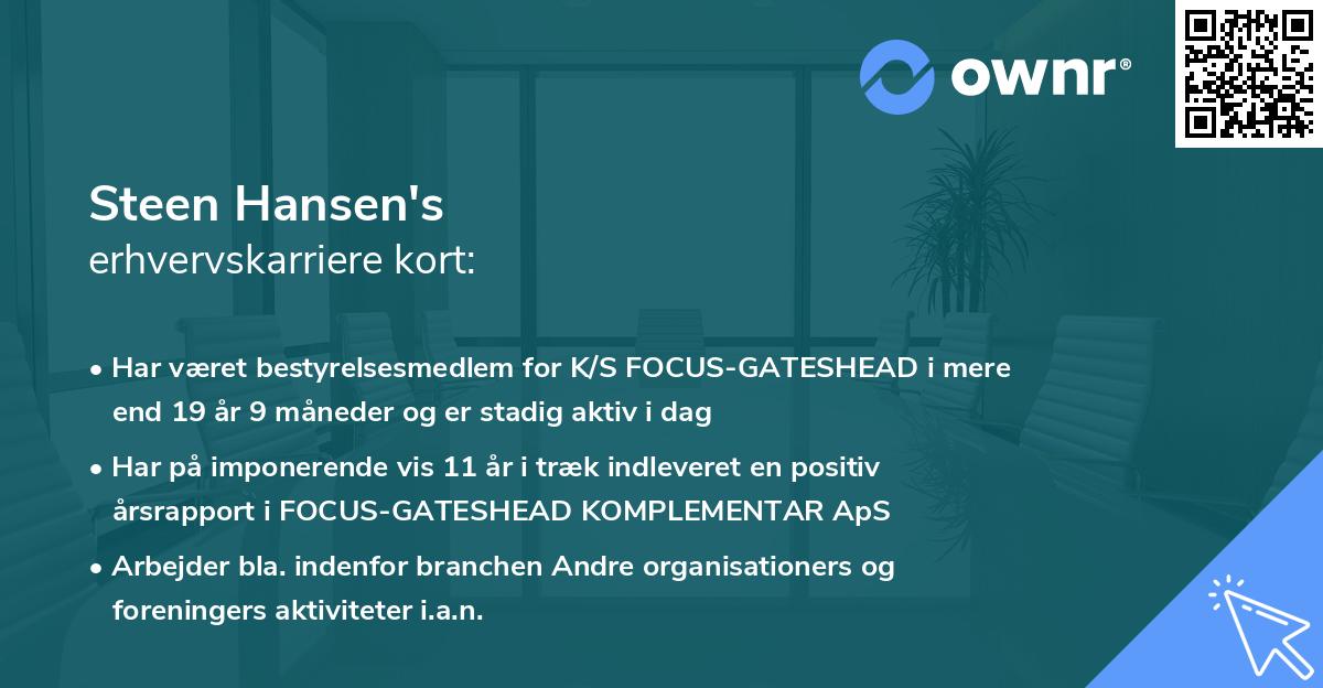 Steen Hansen's erhvervskarriere kort