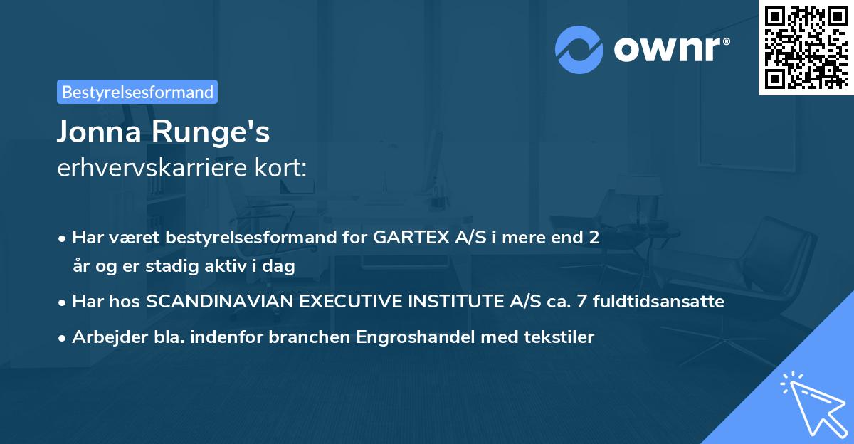 Jonna Runge's erhvervskarriere kort