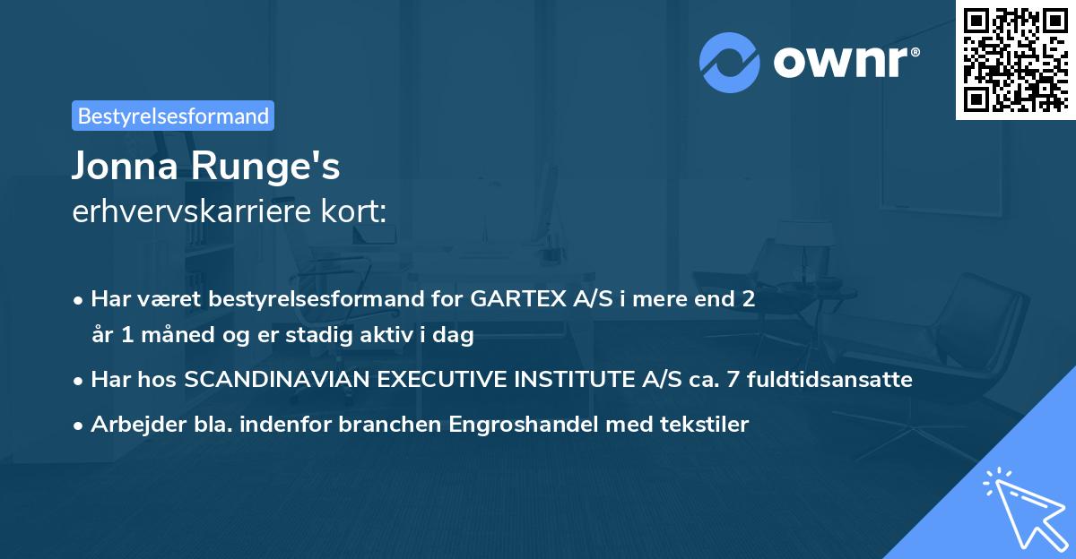 Jonna Runge's erhvervskarriere kort