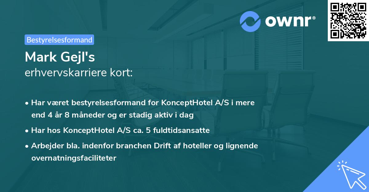 Mark Gejl's erhvervskarriere kort