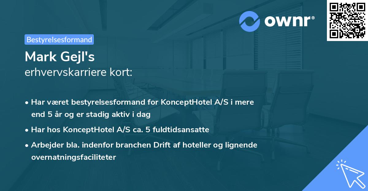 Mark Gejl's erhvervskarriere kort