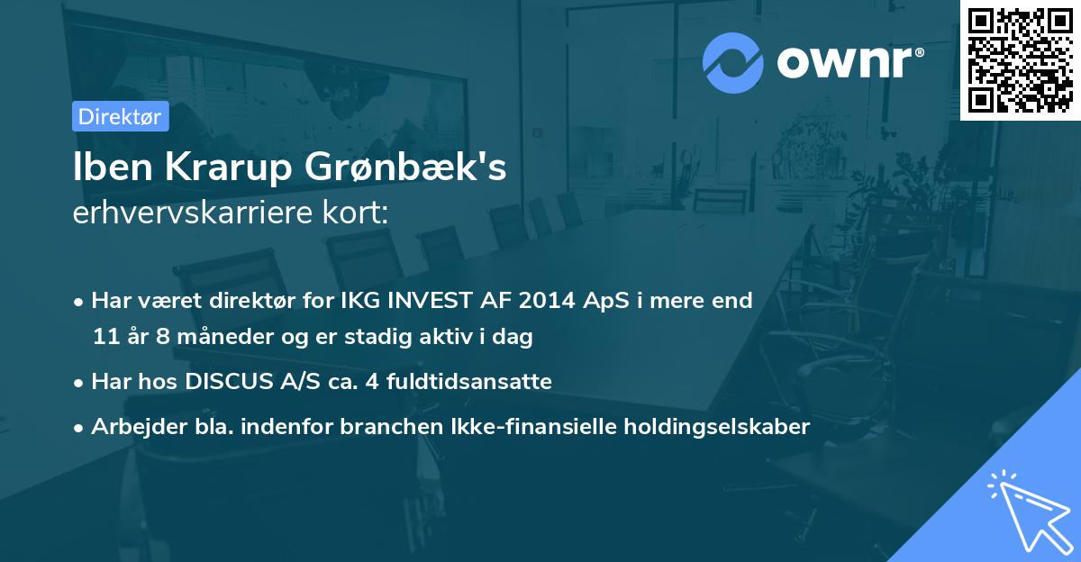 Iben Krarup Grønbæk's erhvervskarriere kort