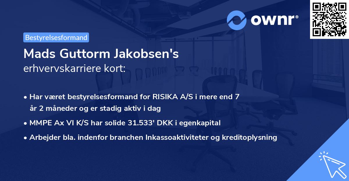 Mads Guttorm Jakobsen's erhvervskarriere kort