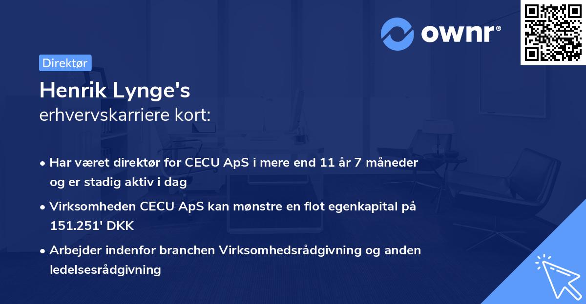 Henrik Lynge's erhvervskarriere kort