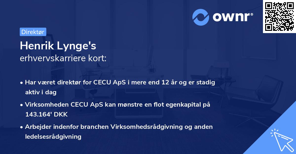 Henrik Lynge's erhvervskarriere kort