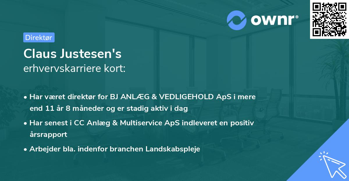Claus Justesen's erhvervskarriere kort