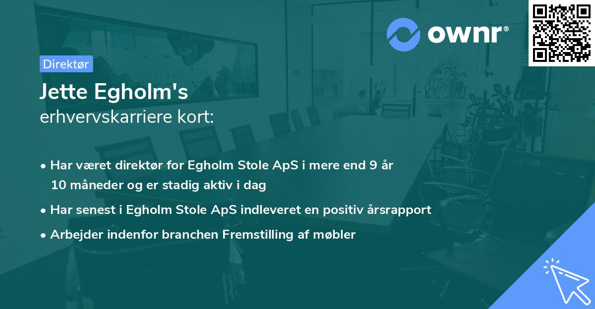Jette Egholm's erhvervskarriere kort