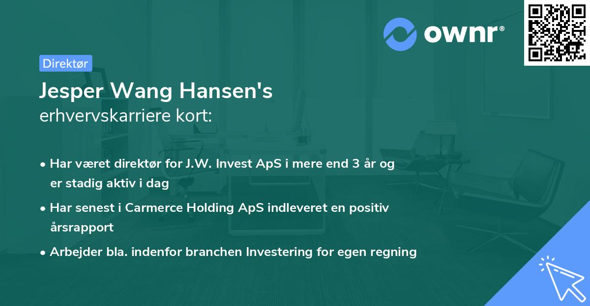 Jesper Wang Hansen's erhvervskarriere kort