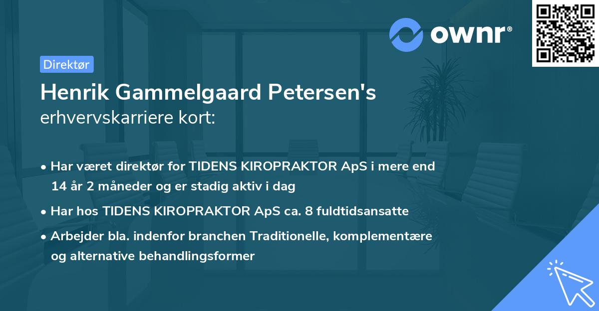 Henrik Gammelgaard Petersen's erhvervskarriere kort