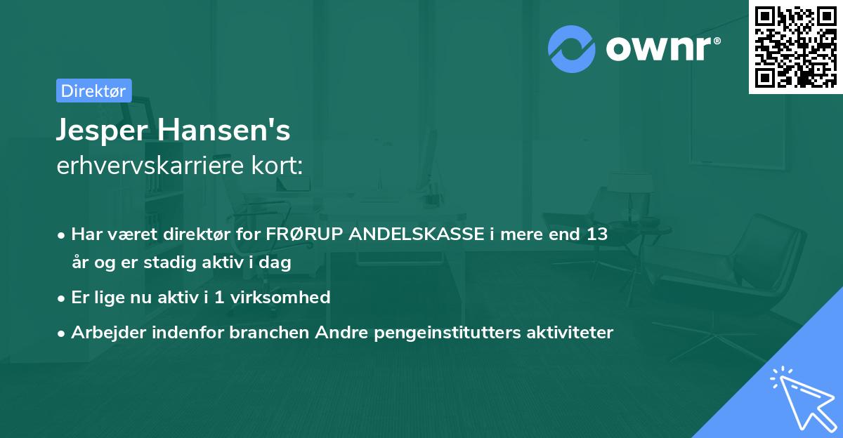 Jesper Hansen's erhvervskarriere kort