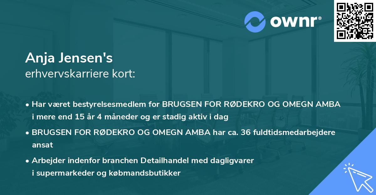Anja Jensen's erhvervskarriere kort