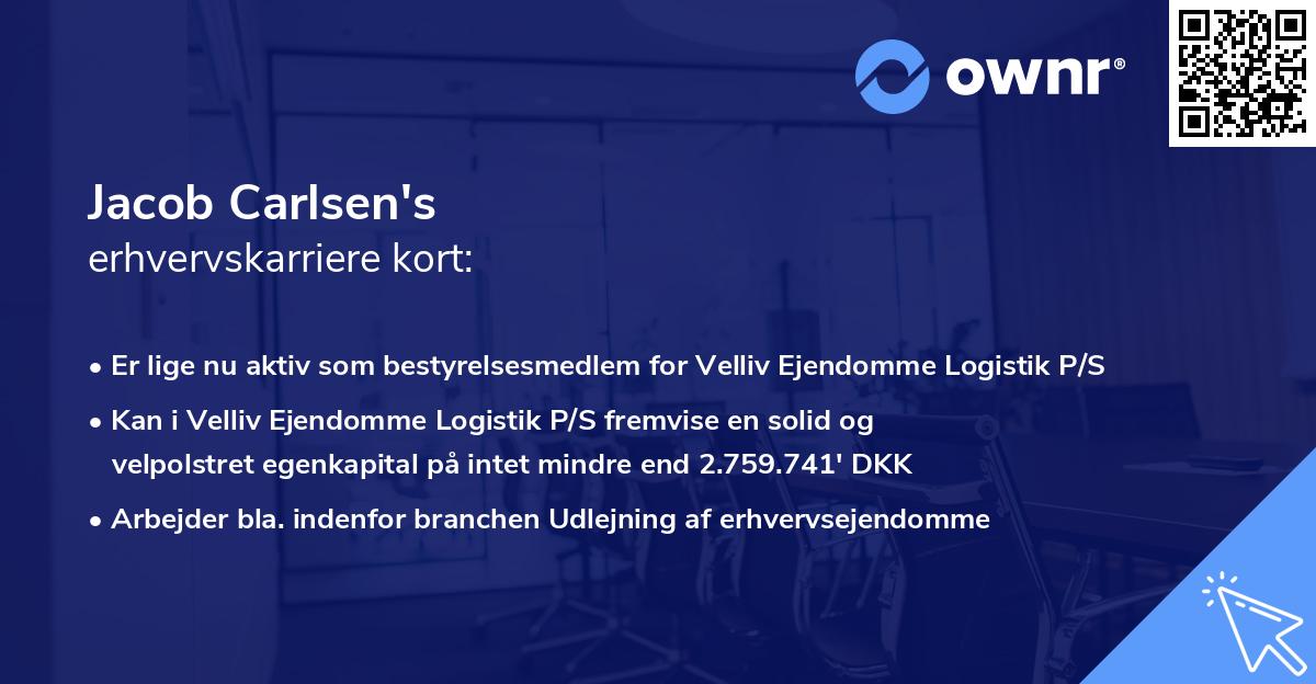 Jacob Carlsen's erhvervskarriere kort