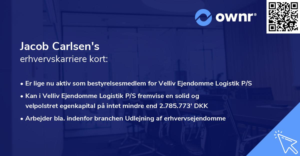 Jacob Carlsen's erhvervskarriere kort
