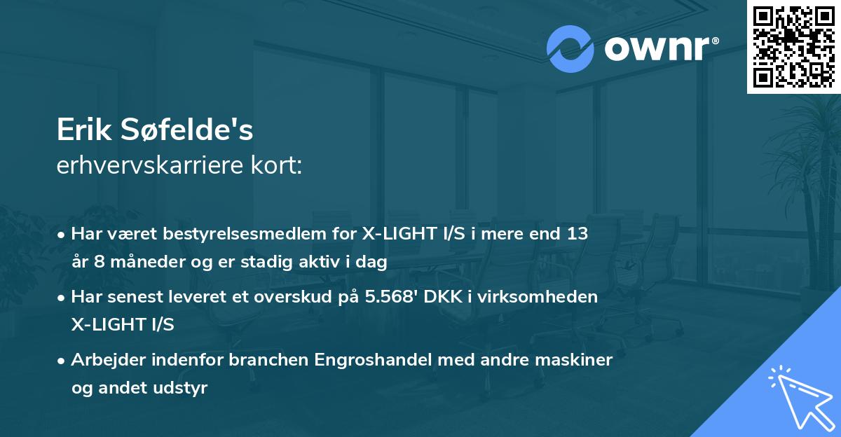 Erik Søfelde's erhvervskarriere kort