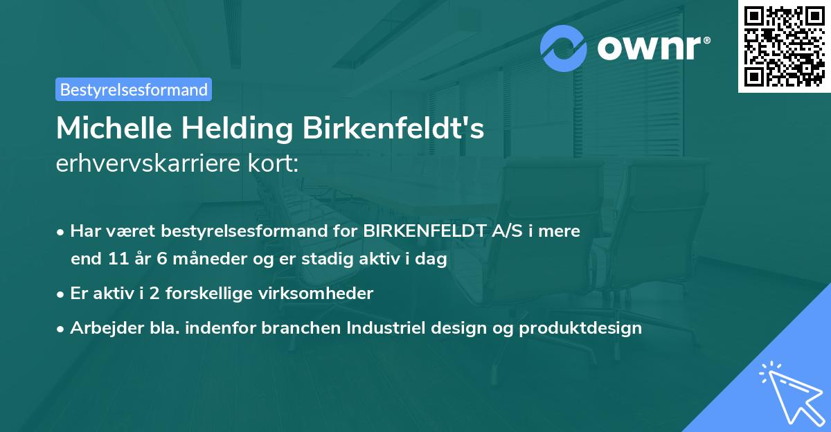 Michelle Helding Birkenfeldt's erhvervskarriere kort