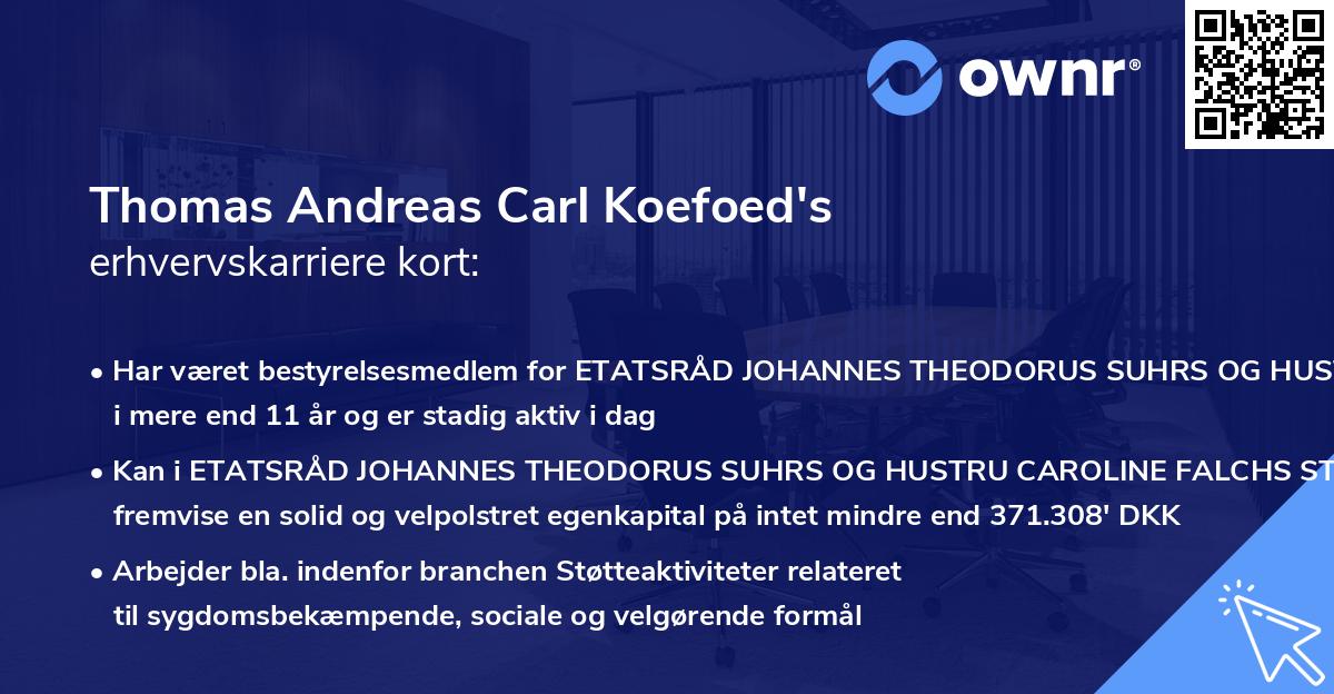Thomas Andreas Carl Koefoed's erhvervskarriere kort
