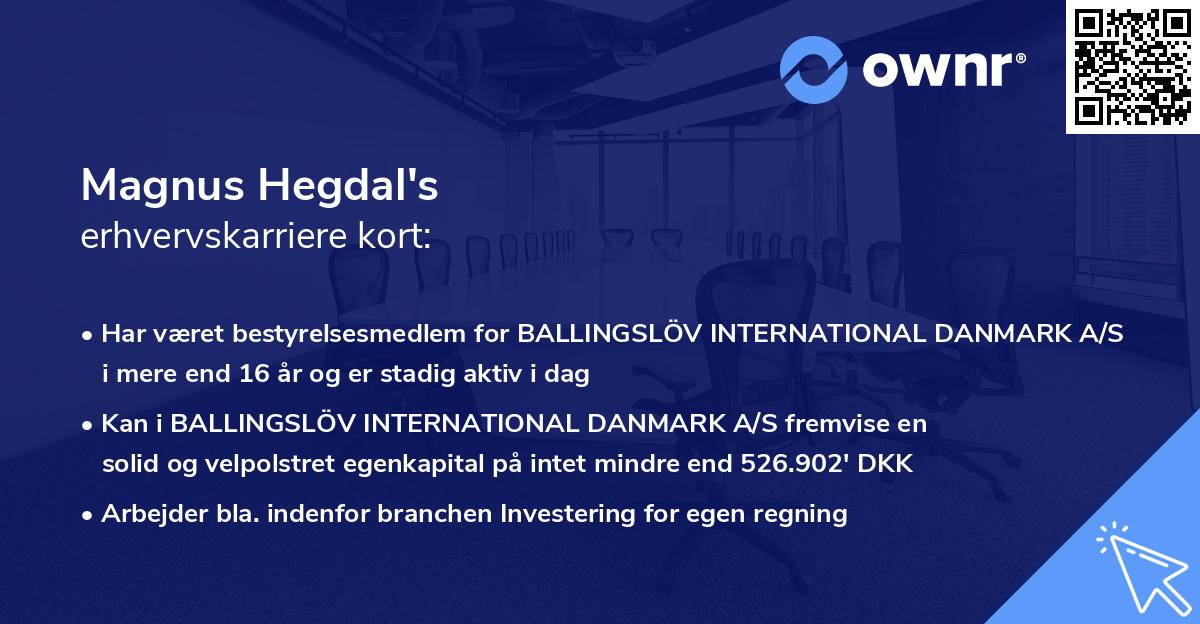 Magnus Hegdal's erhvervskarriere kort