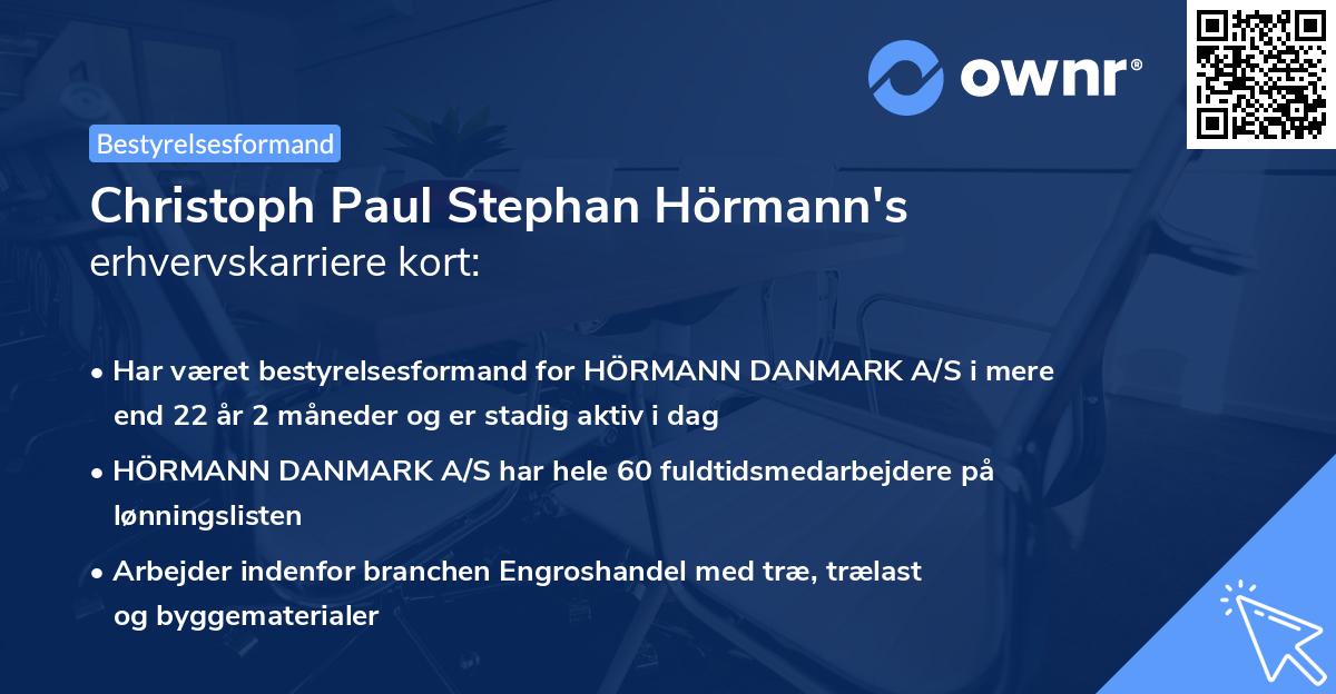 Christoph Paul Stephan Hörmann's erhvervskarriere kort