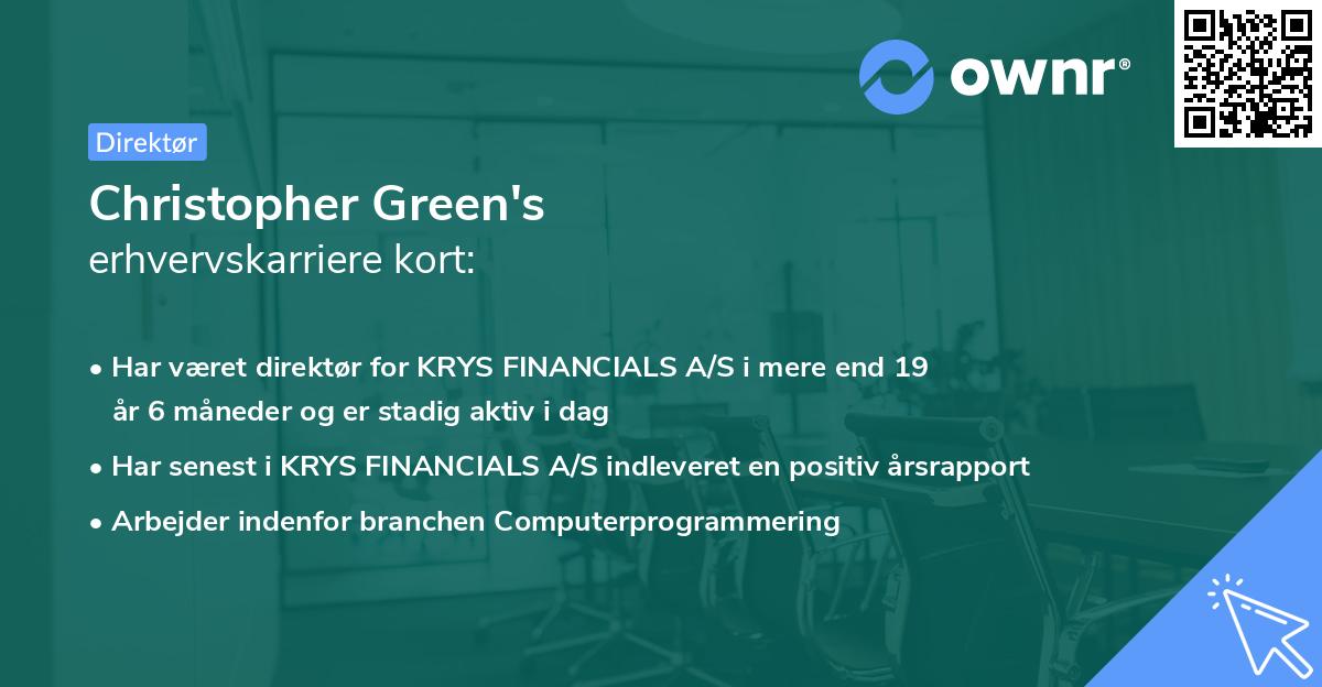 Christopher Green's erhvervskarriere kort