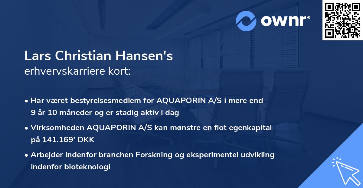 Lars Christian Hansen's erhvervskarriere kort