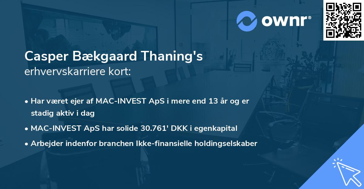 Casper Bækgaard Thaning's erhvervskarriere kort