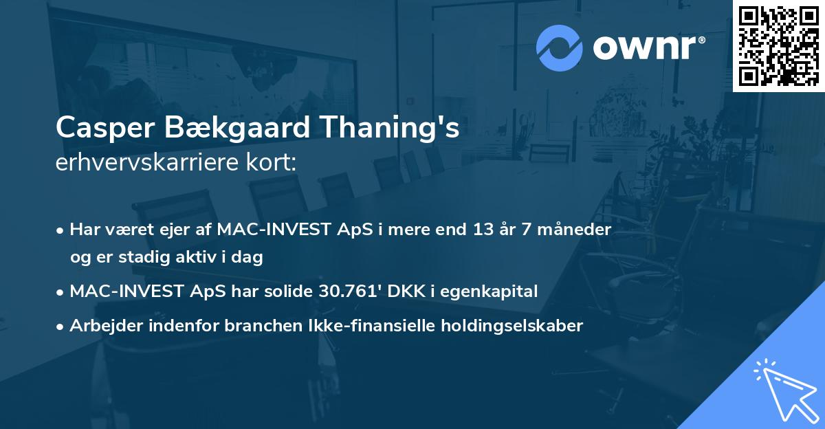 Casper Bækgaard Thaning's erhvervskarriere kort