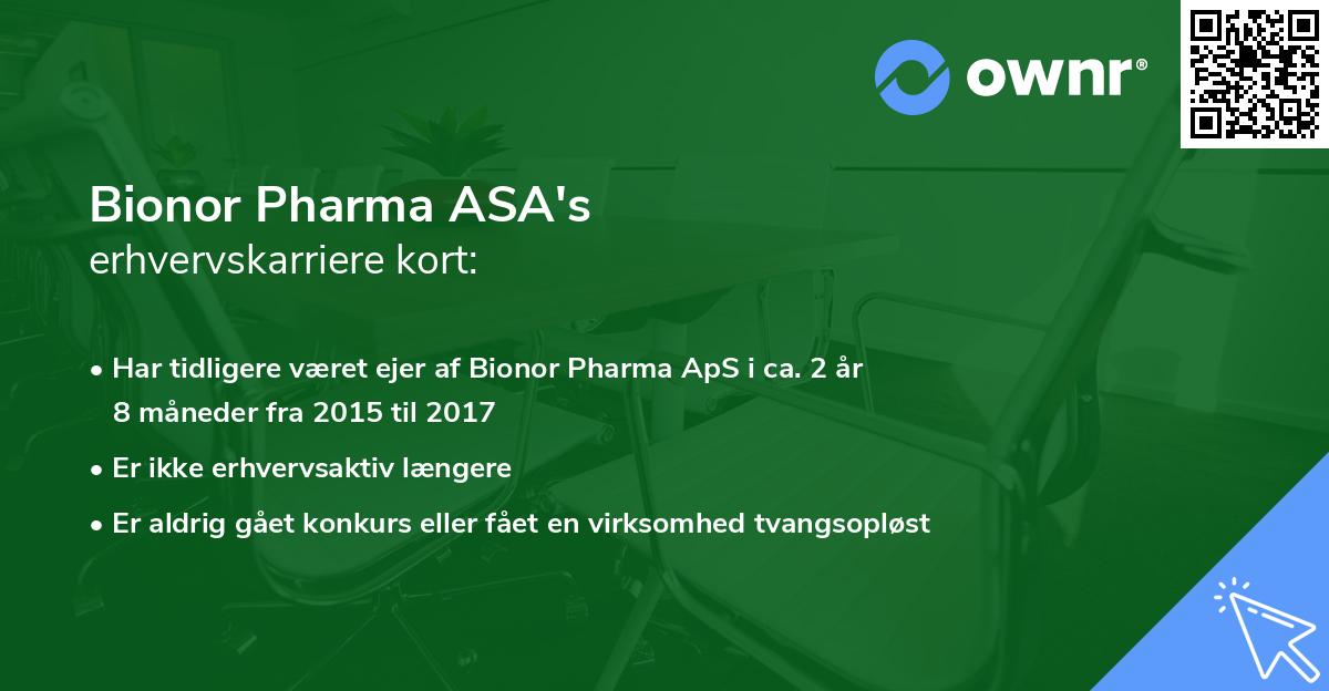 Bionor Pharma ASA's erhvervskarriere kort