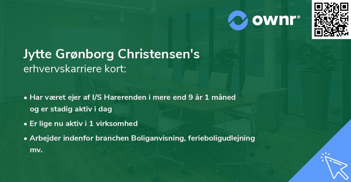 Jytte Grønborg Christensen's erhvervskarriere kort