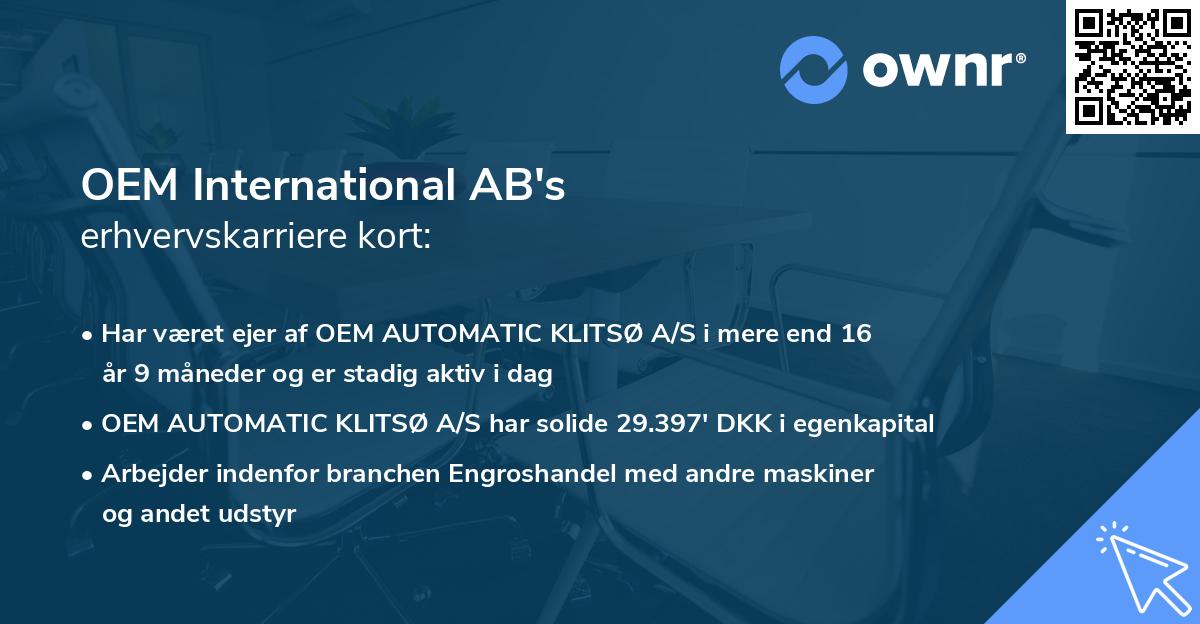 OEM International AB's erhvervskarriere kort