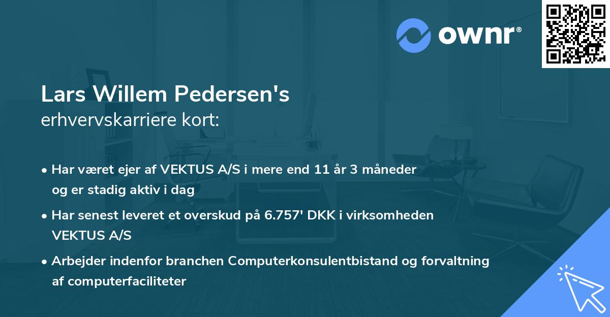 Lars Willem Pedersen's erhvervskarriere kort