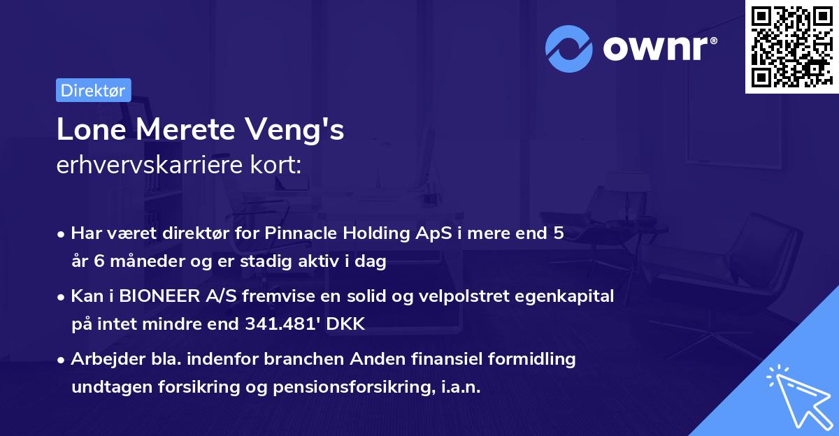 Lone Merete Veng's erhvervskarriere kort