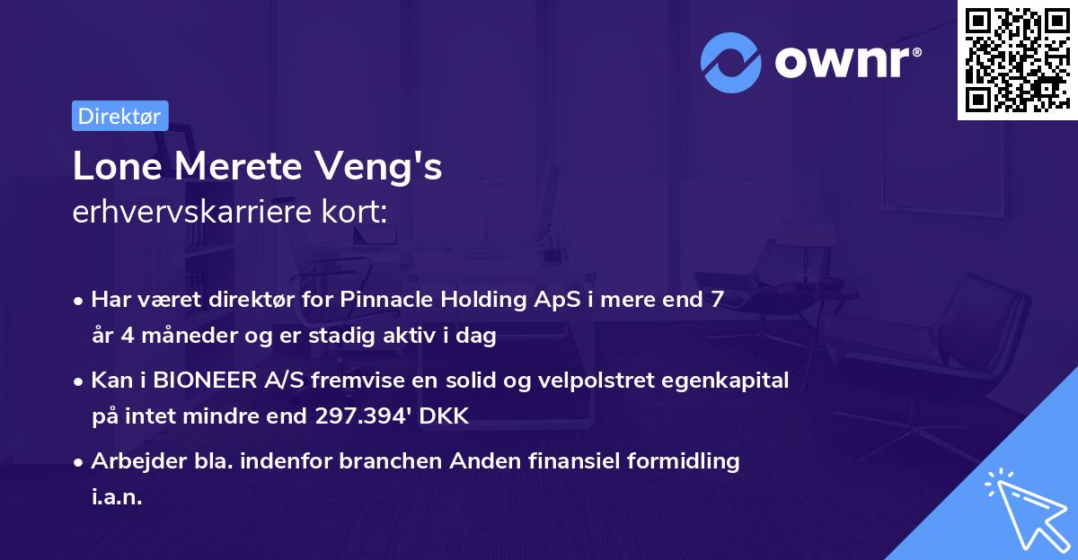 Lone Merete Veng's erhvervskarriere kort