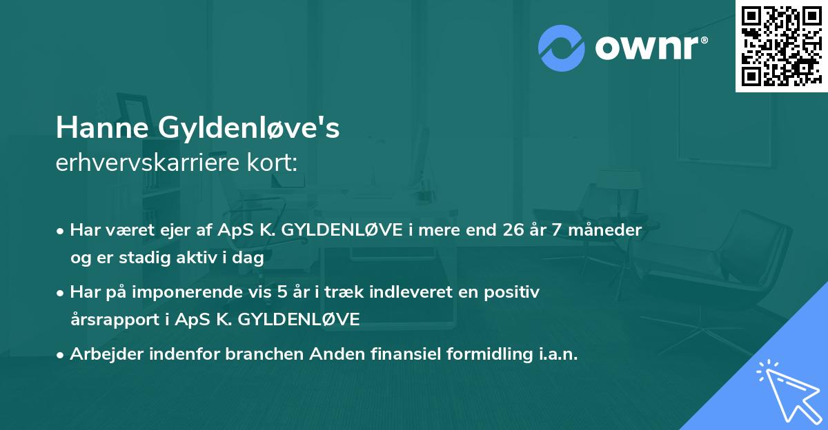 Hanne Gyldenløve's erhvervskarriere kort
