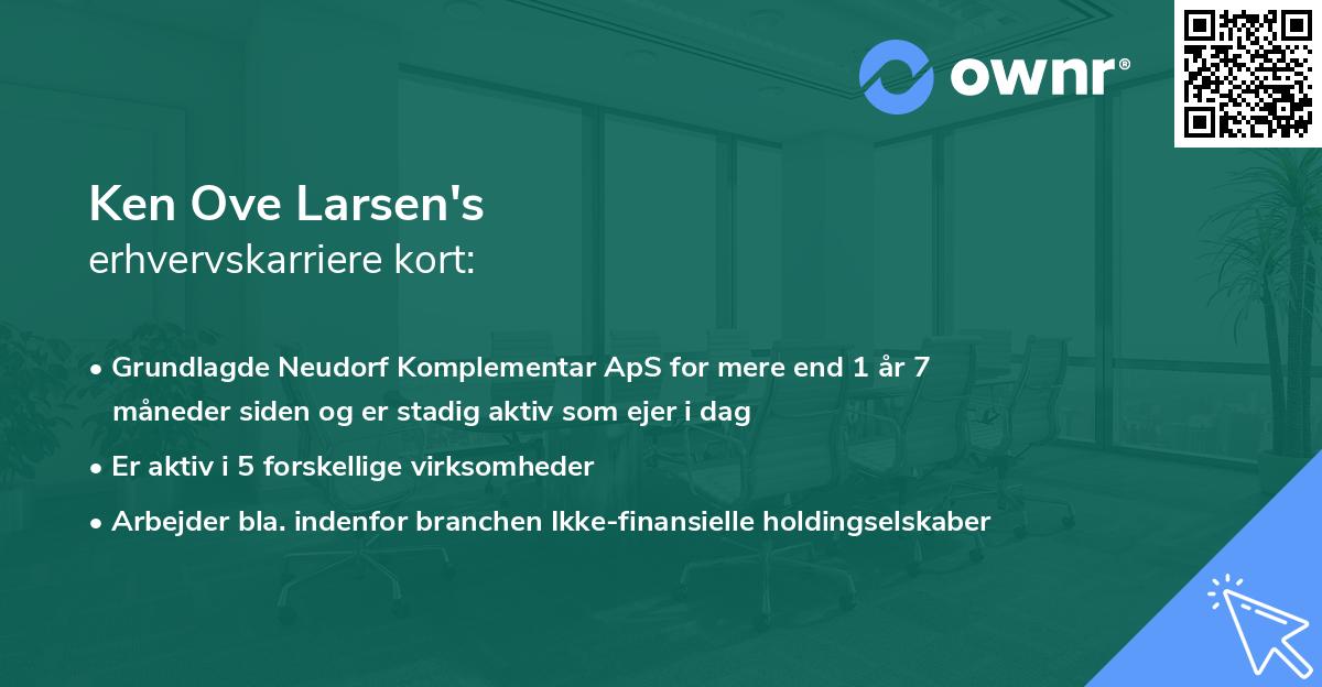 Ken Ove Larsen's erhvervskarriere kort
